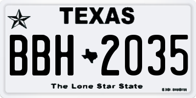 TX license plate BBH2035