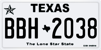 TX license plate BBH2038