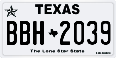 TX license plate BBH2039