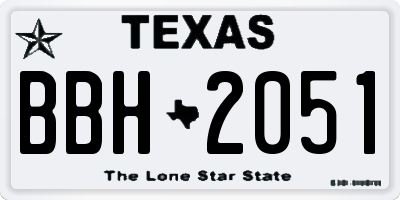 TX license plate BBH2051
