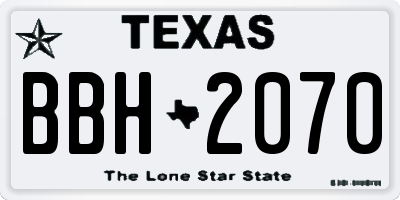 TX license plate BBH2070
