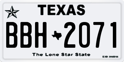 TX license plate BBH2071