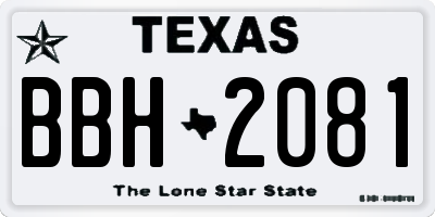 TX license plate BBH2081