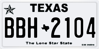 TX license plate BBH2104
