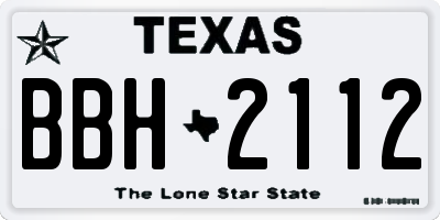 TX license plate BBH2112