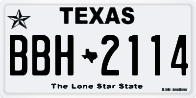 TX license plate BBH2114