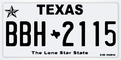 TX license plate BBH2115