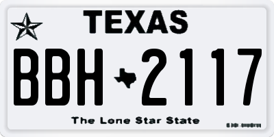 TX license plate BBH2117