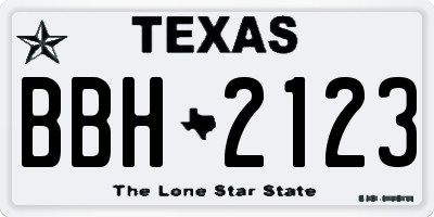 TX license plate BBH2123