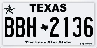 TX license plate BBH2136