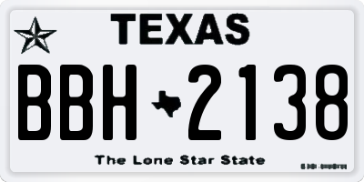 TX license plate BBH2138