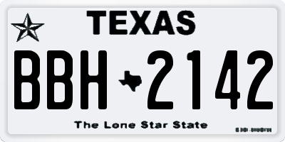 TX license plate BBH2142