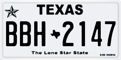 TX license plate BBH2147