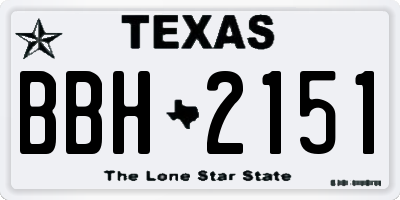 TX license plate BBH2151