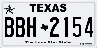 TX license plate BBH2154