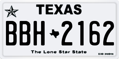 TX license plate BBH2162