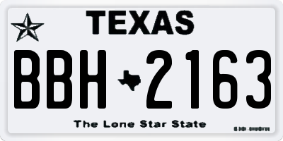 TX license plate BBH2163