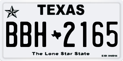 TX license plate BBH2165