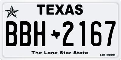 TX license plate BBH2167