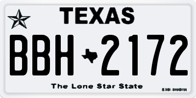 TX license plate BBH2172