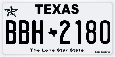 TX license plate BBH2180