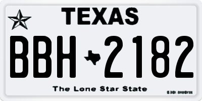 TX license plate BBH2182