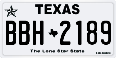TX license plate BBH2189