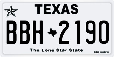 TX license plate BBH2190