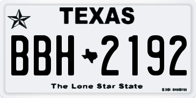 TX license plate BBH2192