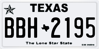 TX license plate BBH2195