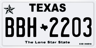 TX license plate BBH2203
