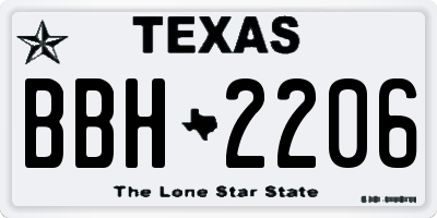 TX license plate BBH2206