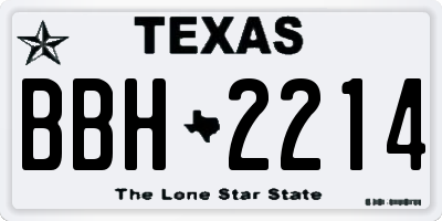 TX license plate BBH2214