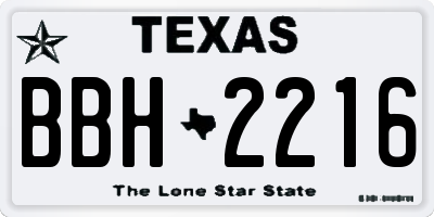 TX license plate BBH2216