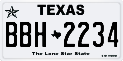 TX license plate BBH2234