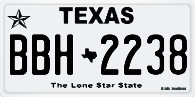 TX license plate BBH2238