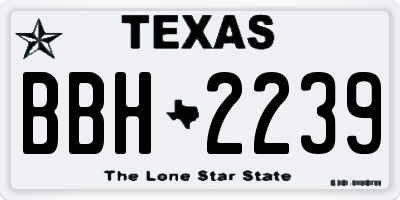 TX license plate BBH2239