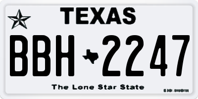 TX license plate BBH2247