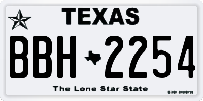 TX license plate BBH2254