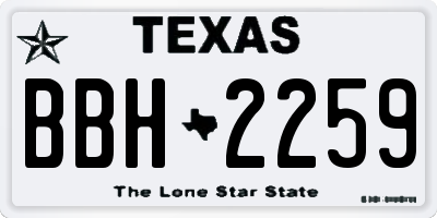 TX license plate BBH2259