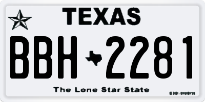 TX license plate BBH2281