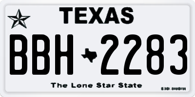 TX license plate BBH2283