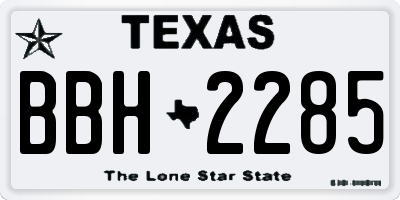 TX license plate BBH2285