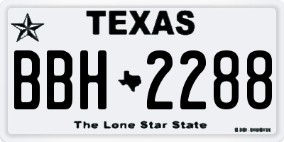 TX license plate BBH2288