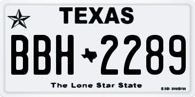 TX license plate BBH2289