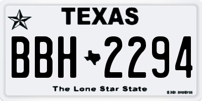 TX license plate BBH2294