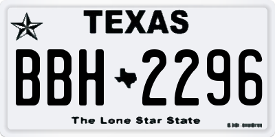 TX license plate BBH2296