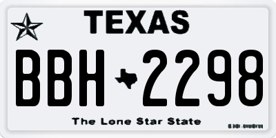 TX license plate BBH2298
