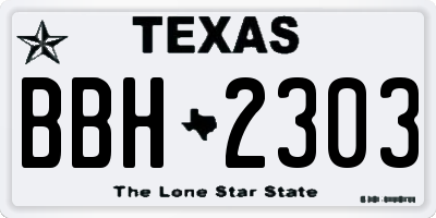 TX license plate BBH2303