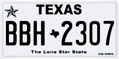 TX license plate BBH2307